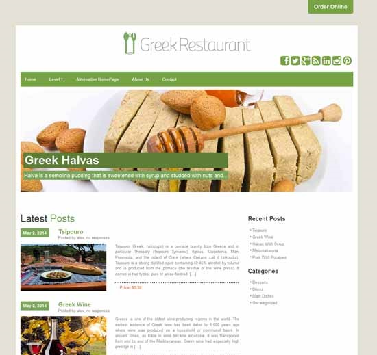 Greek Restaurant WordPress Theme