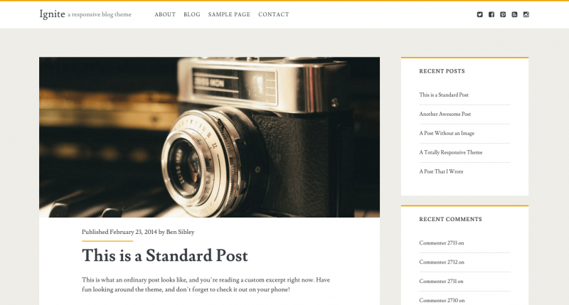 Ignite Personal Blog WordPress Theme