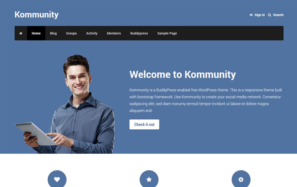 Kommunity BuddyPress WordPress Theme