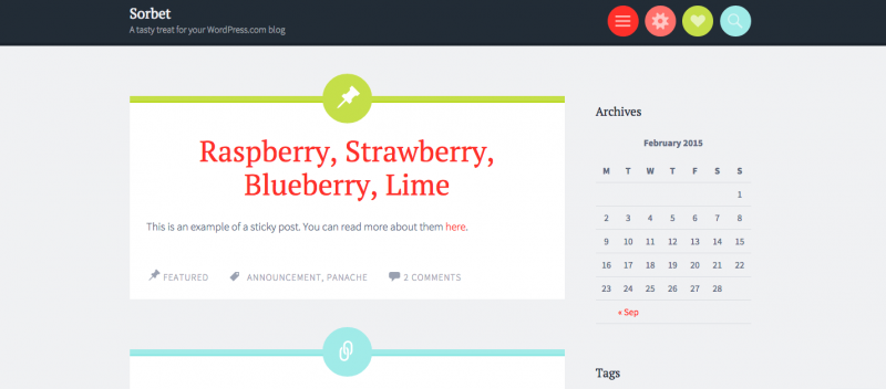 Sorbet Personal Blog WordPress Theme