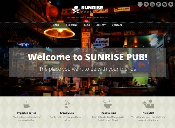 Sunrise Restaurant WordPress Theme
