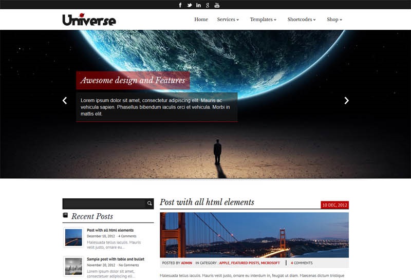 Universe Super Fast WordPress Theme