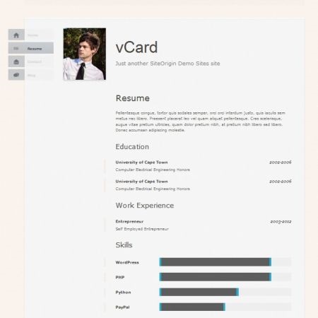 vCard Resume WordPress Theme