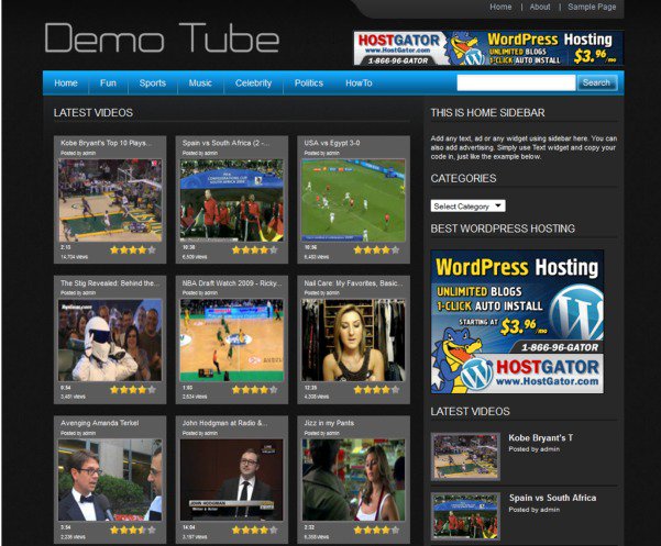 WPTube Video WordPress Theme