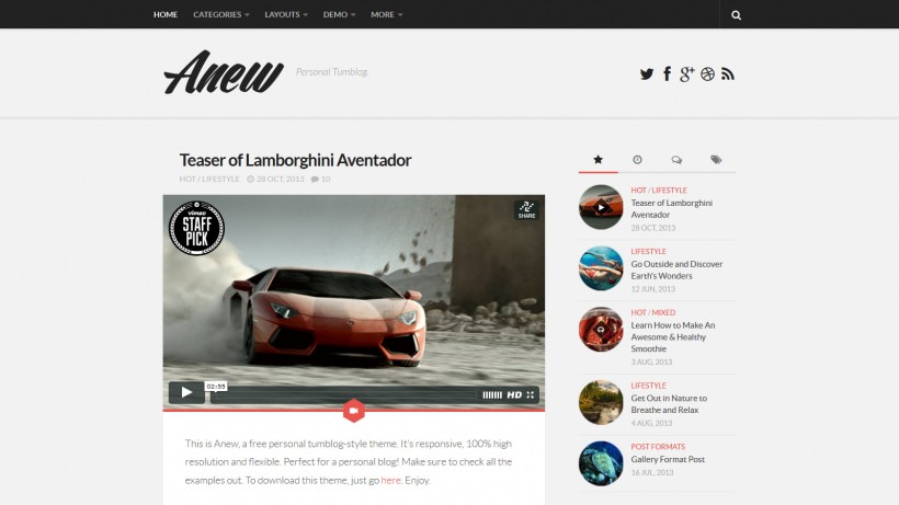 Anew Tumblr WordPress Theme