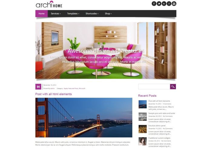 Archihome interior Design WordPress Theme