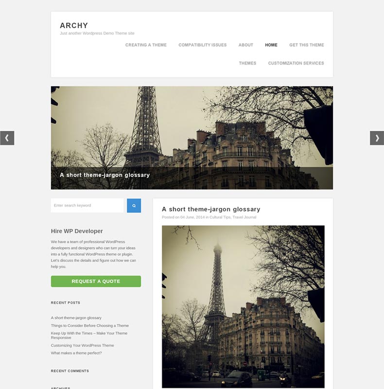 Archy Travel WordPress Theme