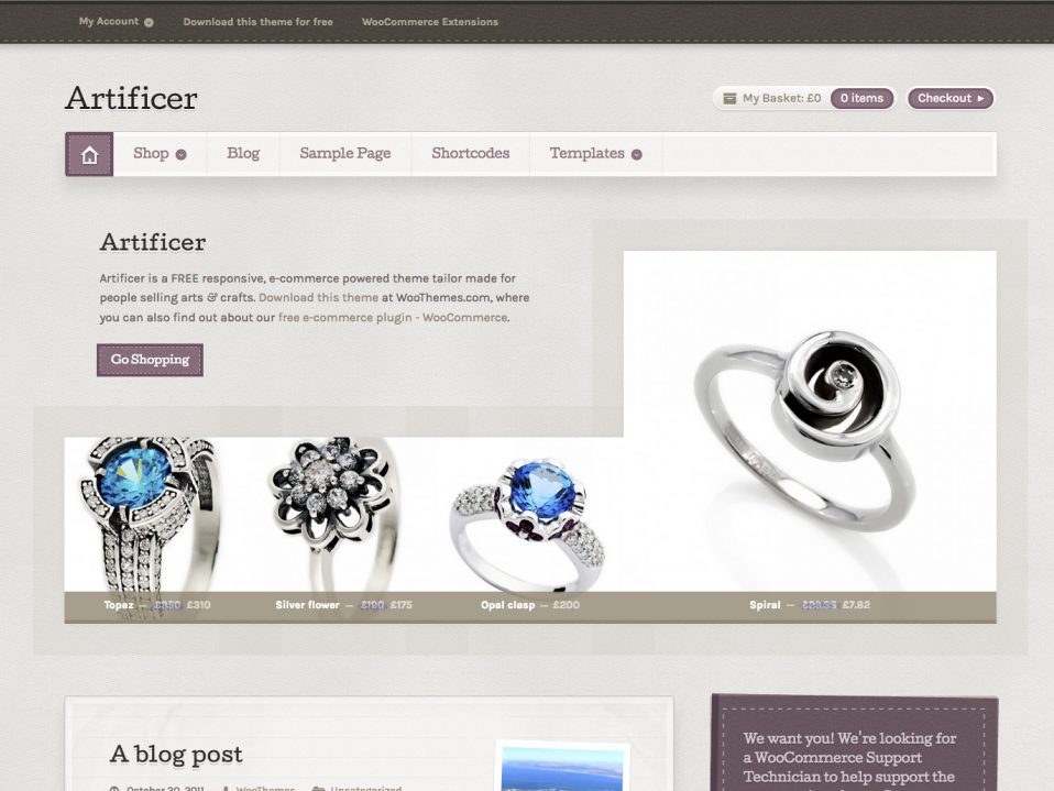 Artificer E-Commerce WordPress Theme