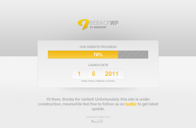 Beback Coming Soon WordPress Theme