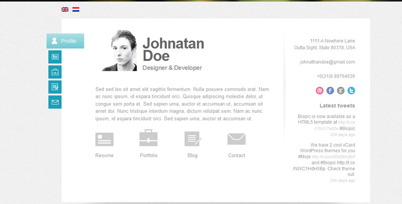 Biopic Resume WordPress Theme