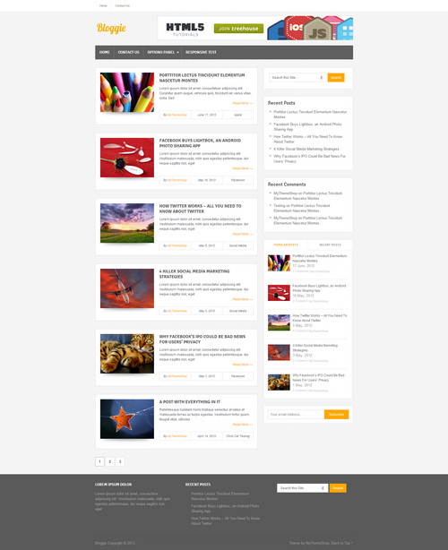 Bloggie News WordPress Theme