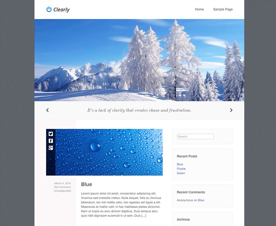 Clearly Photography WordPress Theme