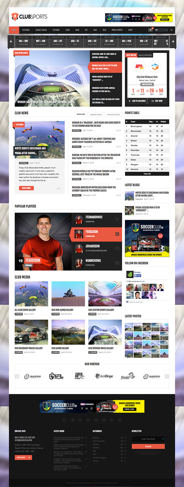 Club Sports Premium Sports WordPress Theme