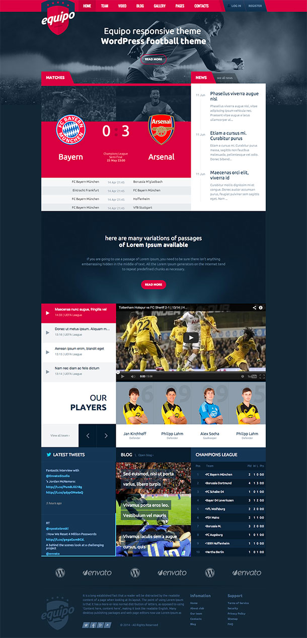 Equipo Premium Sports WordPress Theme