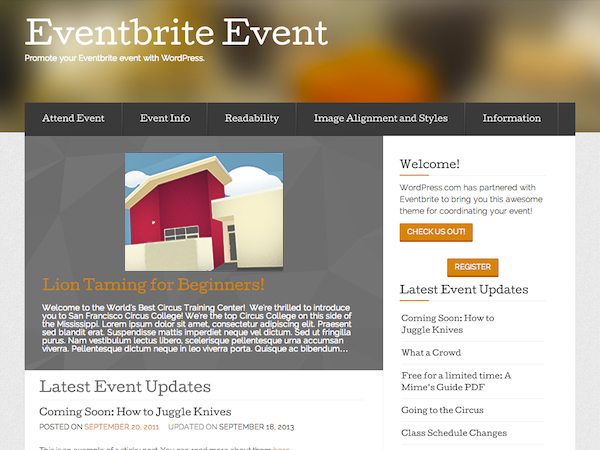 Eventbrite Event Premium Event Management WordPress Theme