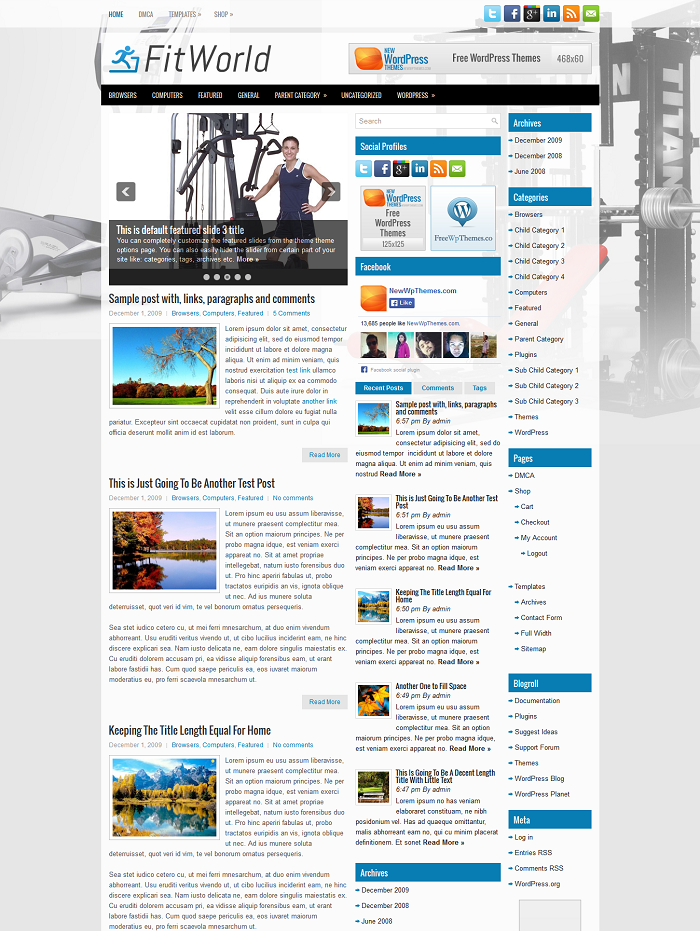 FitWorld Fitness WordPress Theme