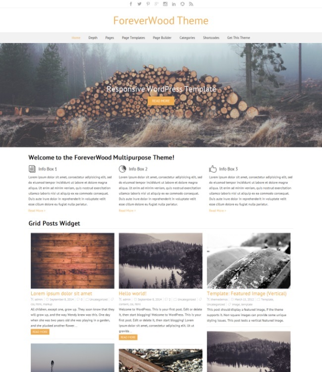 Forever Wood Minimalist WordPress Theme