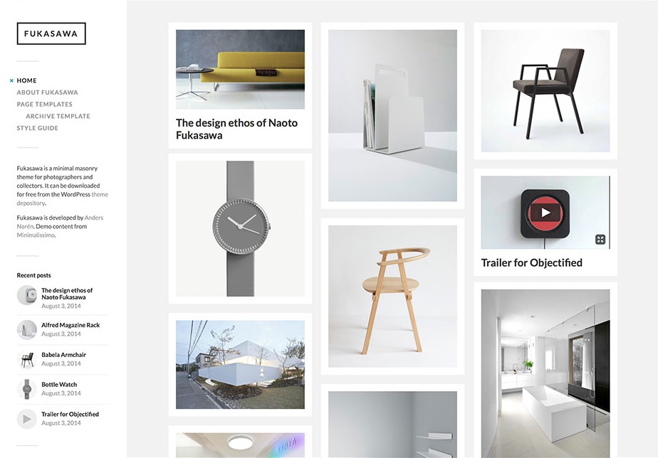 Fukasawa Photography WordPress Theme