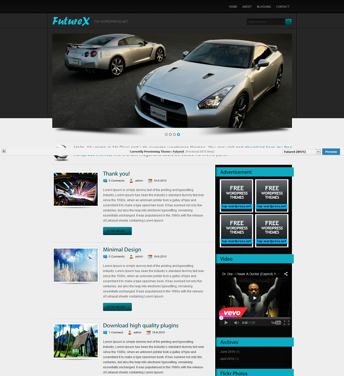 Future X Automotive WordPress Theme