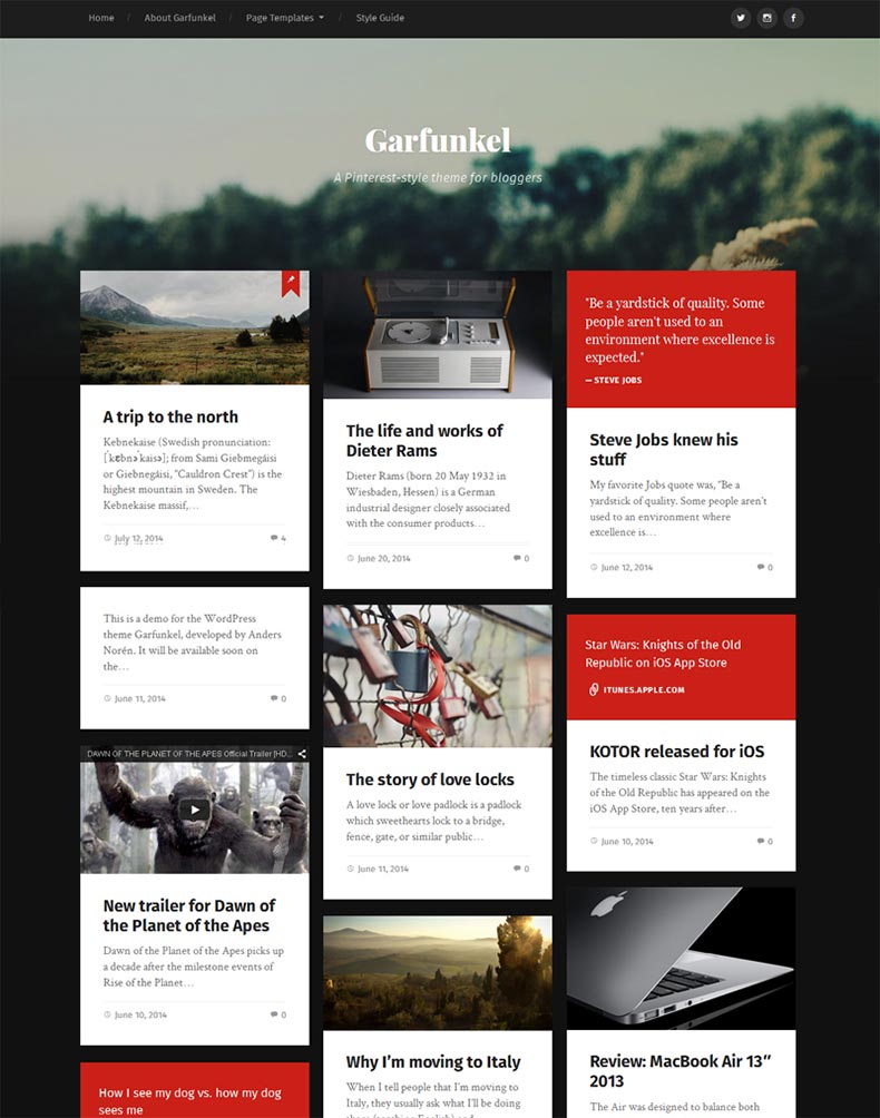 Garfunkel Travel WordPress Theme