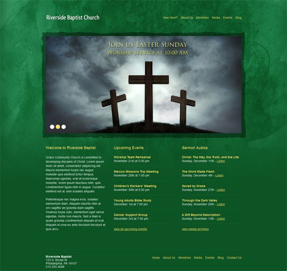 Green Grunge Church WordPress Theme