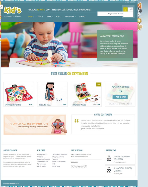 Kidshop E-Commerce WordPress Theme