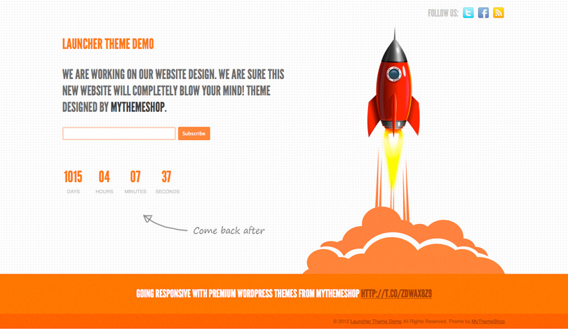 Launcher Coming Soon WordPress Theme