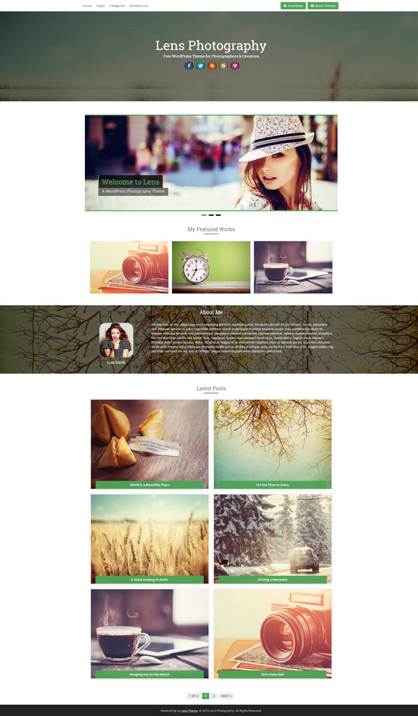 Lens Photography WordPress Theme