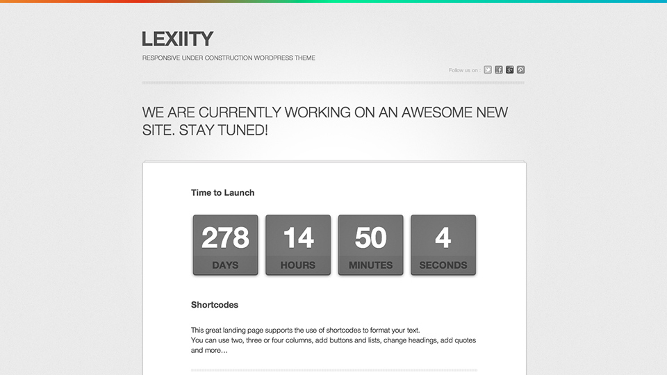 Lexiity Coming Soon WordPress Theme