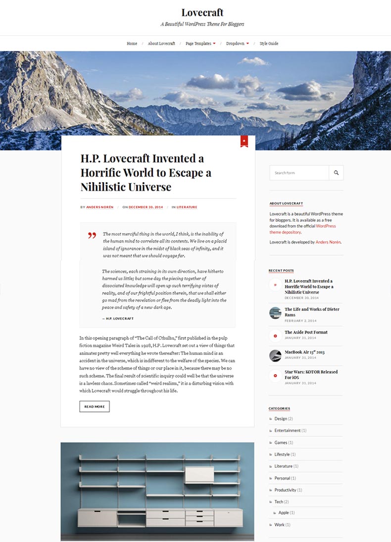 Lovecraft Travel WordPress Theme