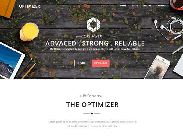 Optimizer Free And Premium HTML5 WordPress Theme