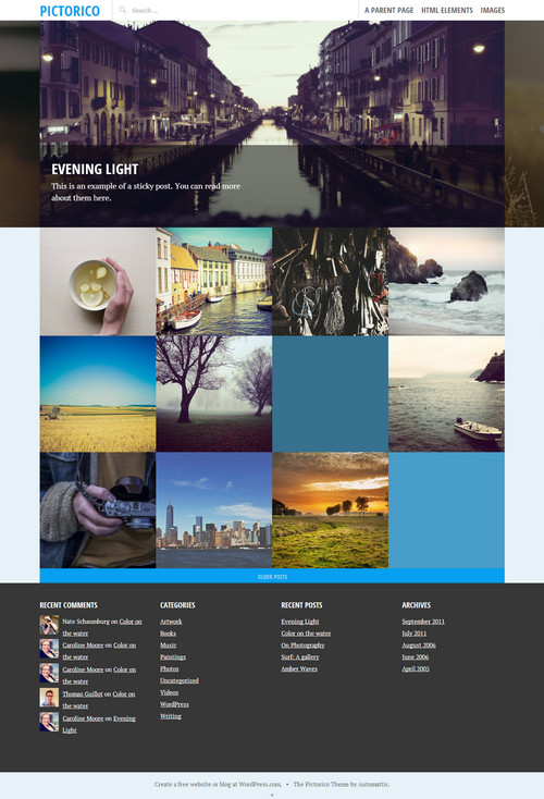 Pictoria Photography WordPress Theme