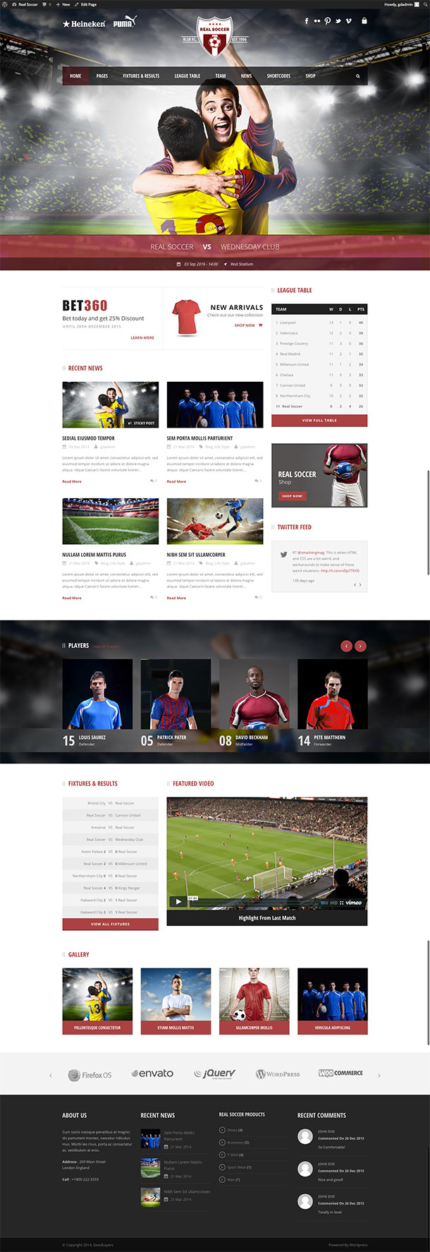 Real Soccer Premium Sports WordPress Theme