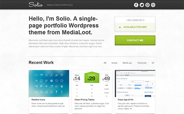Solio Resume WordPress Theme