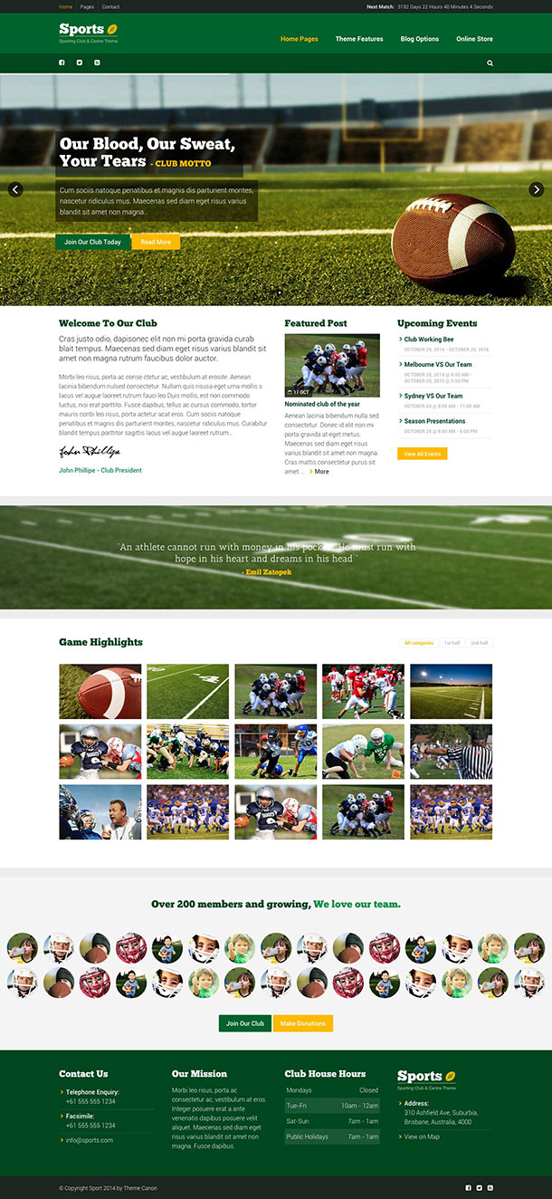 Sport Premium Sports WordPress Theme