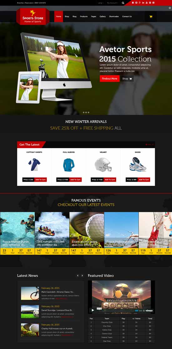 Sports Store Premium Sports WordPress Theme