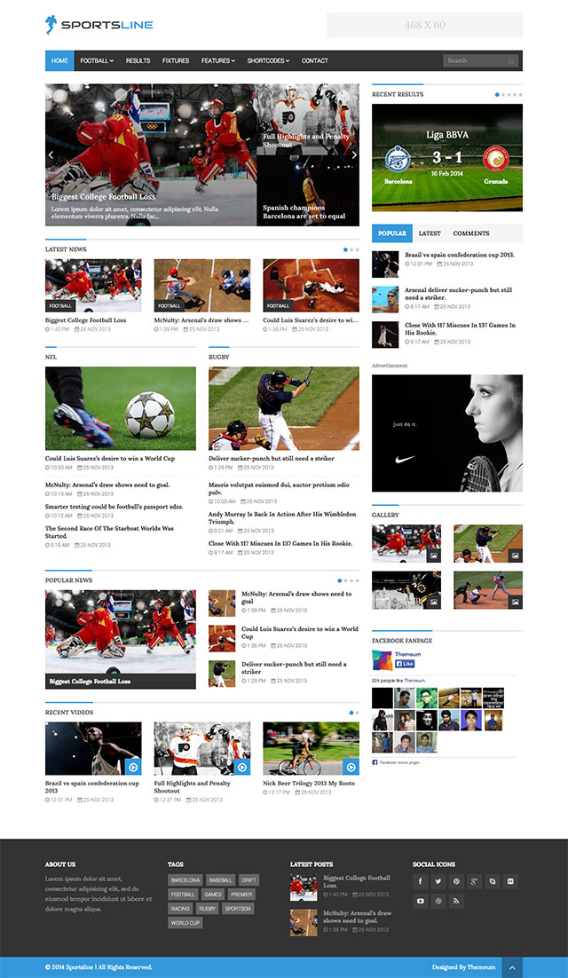 Sportsline Premium Sports WordPress Theme