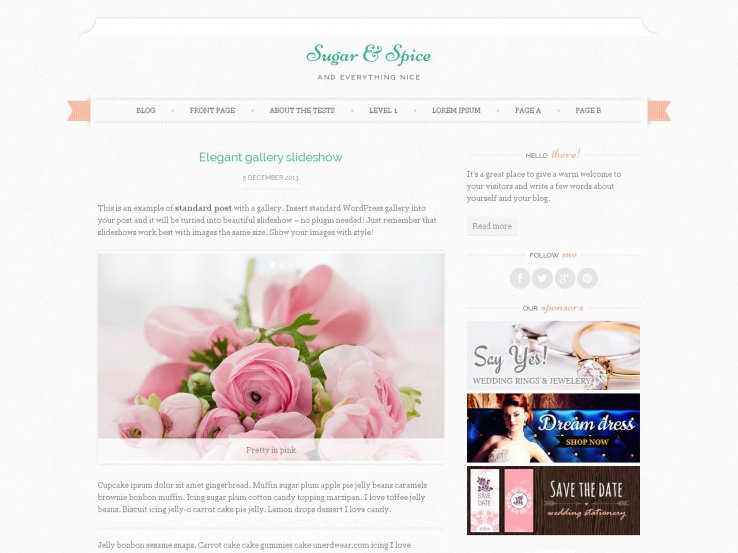 Sugar And Spice Free Feminine WordPress Theme