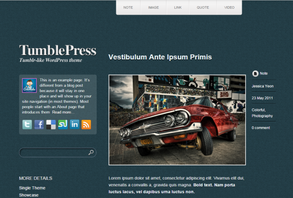 TumblePress Tumblr WordPress Theme