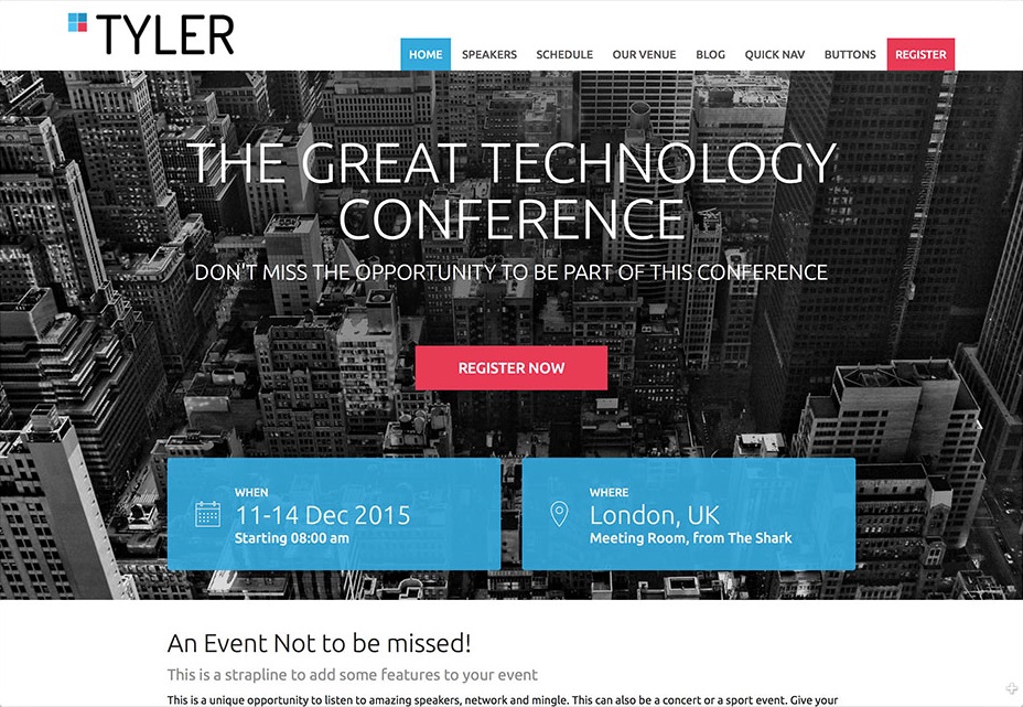 Tyler Premium Event Management WordPress Theme