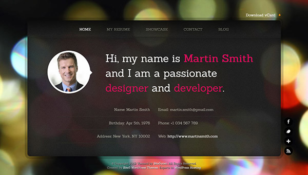 Veecard Resume WordPress Theme