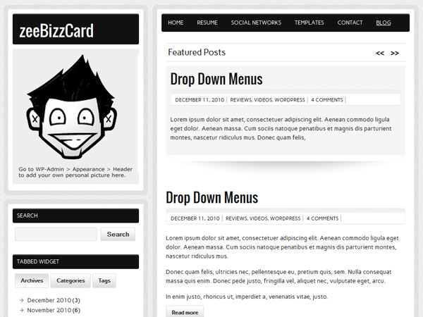 ZeeBizzCard Resume WordPress Theme