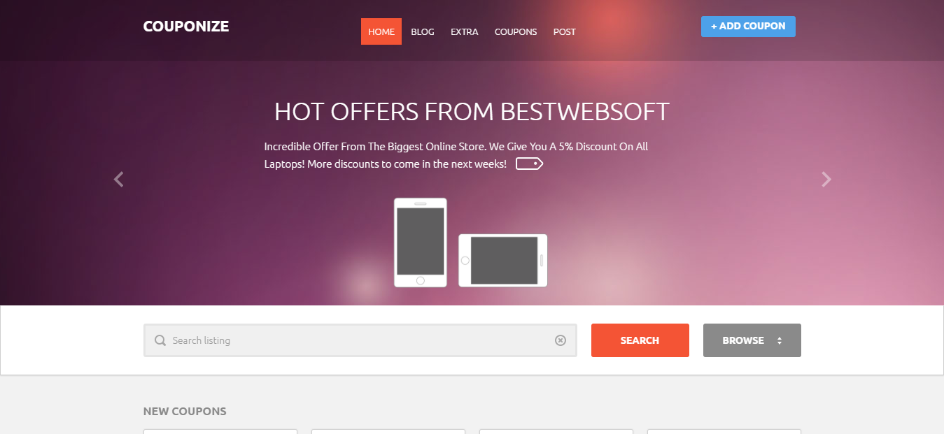 Couponize Coupons And Deals WordPress Theme
