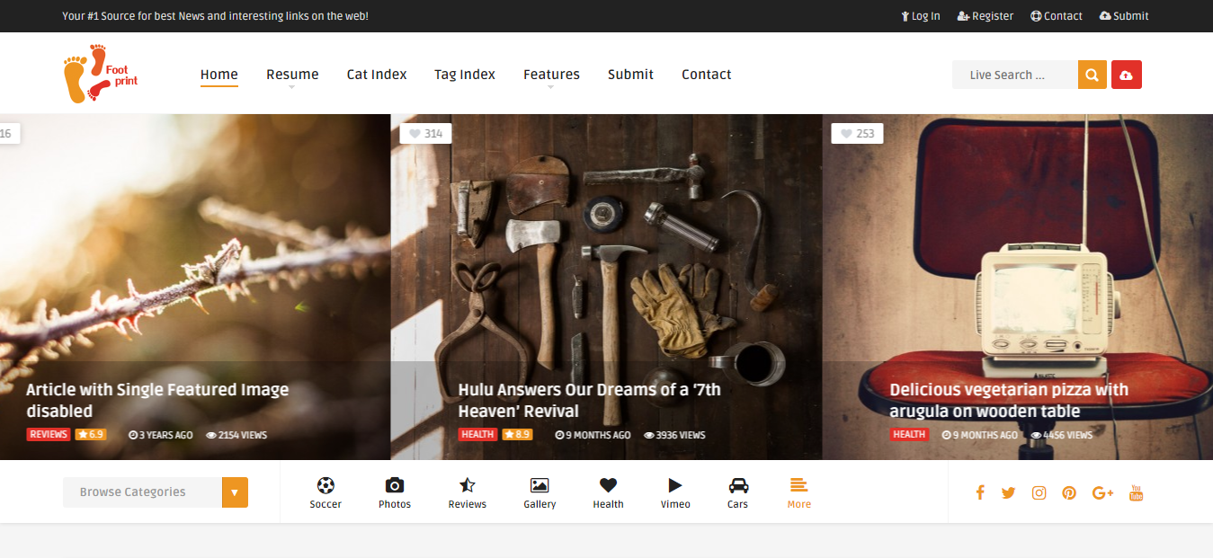 Foot Content Sharing WordPress Theme