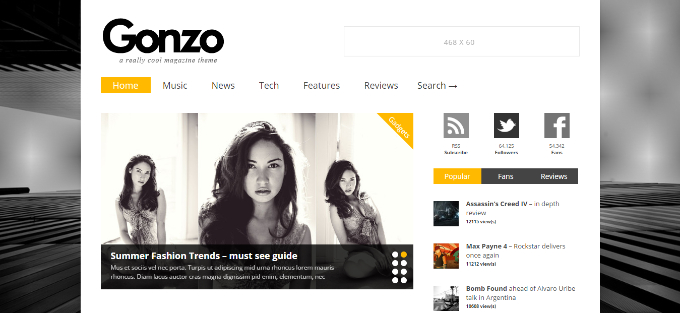 Gonzo Free And Premium HTML5 WordPress Theme