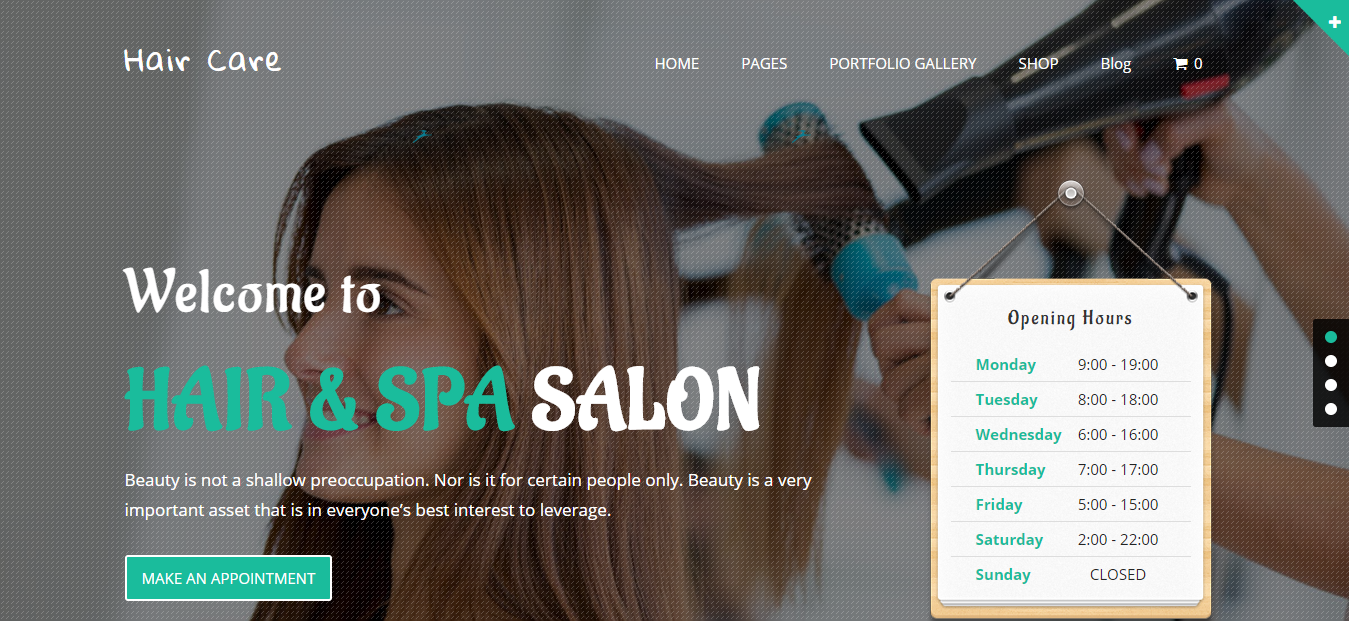 Hair Care Salon And Spa WordPress Theme