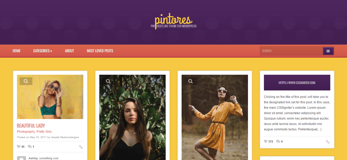 Pintores Pinterest WordPress Theme