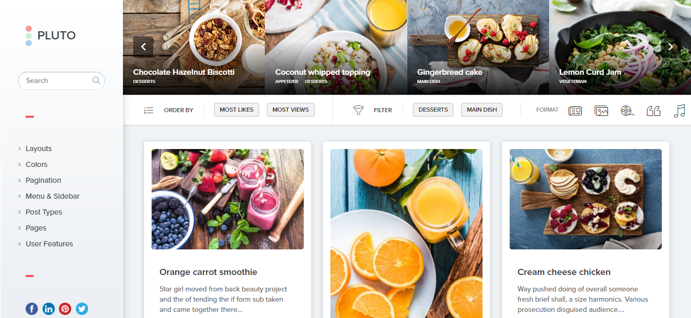 Pluto Pinterest WordPress Theme